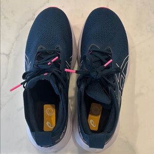 Asics Blue and Pink Sneakers with Breathable Knit Fabric